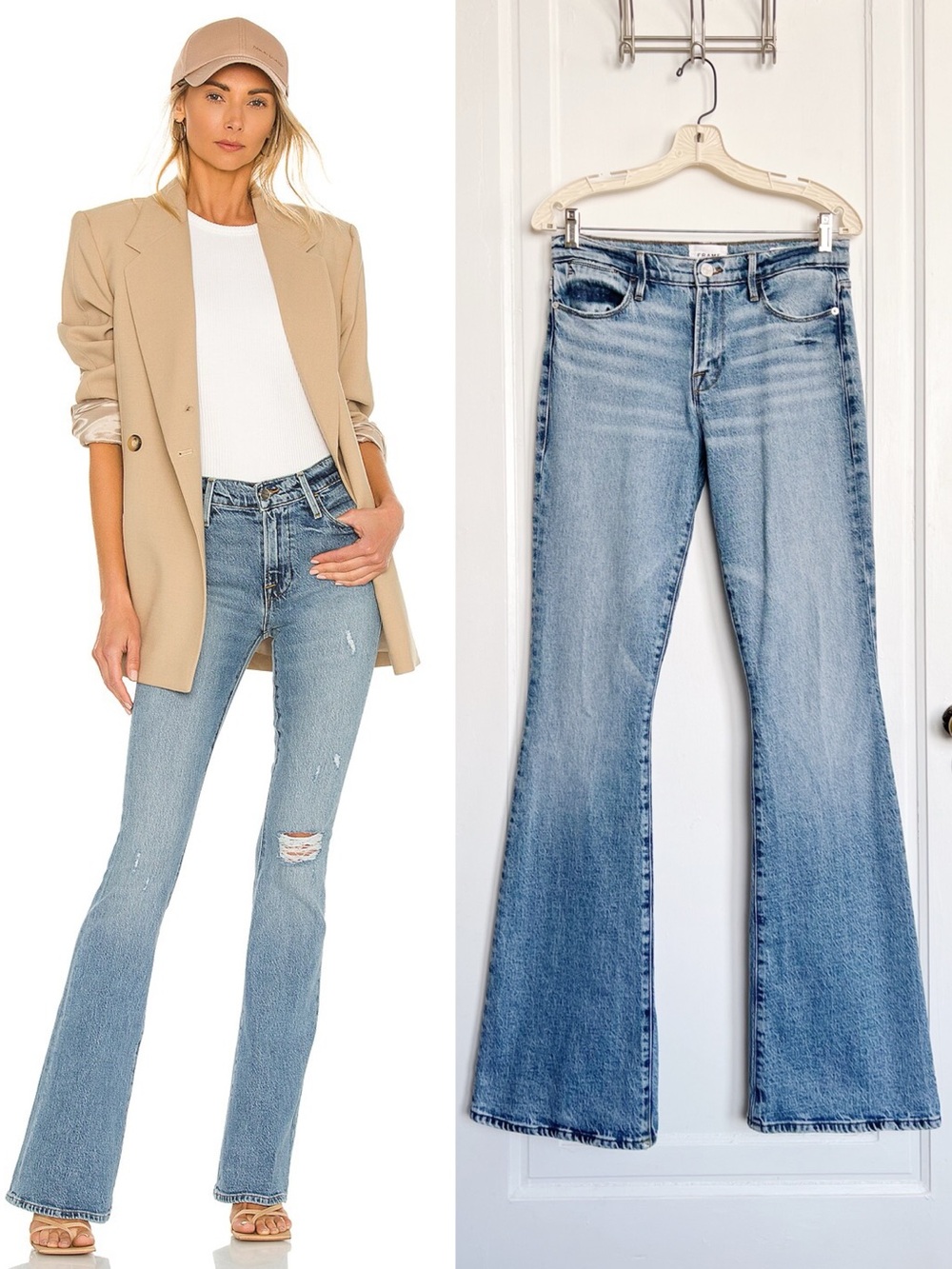 Frame • Le High Flare jeans in Crystal Beach light wash high rise bootcut